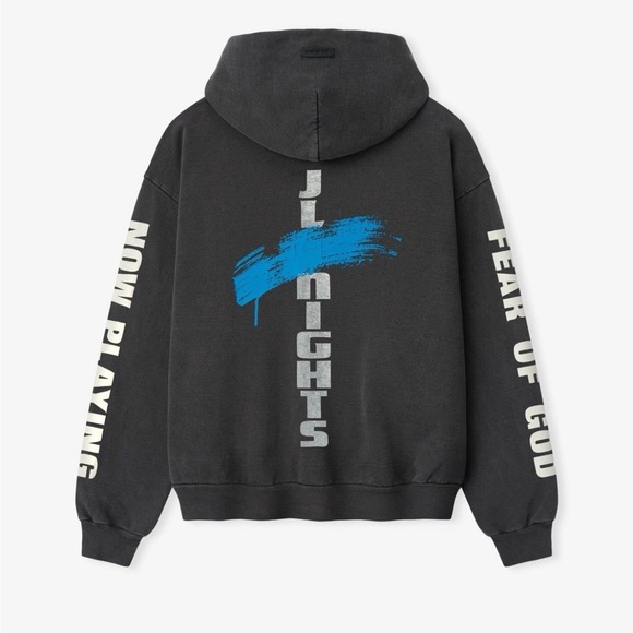 Sold out Fear of God Black and Blue Graphic Hoodie - Picture 2 of 2